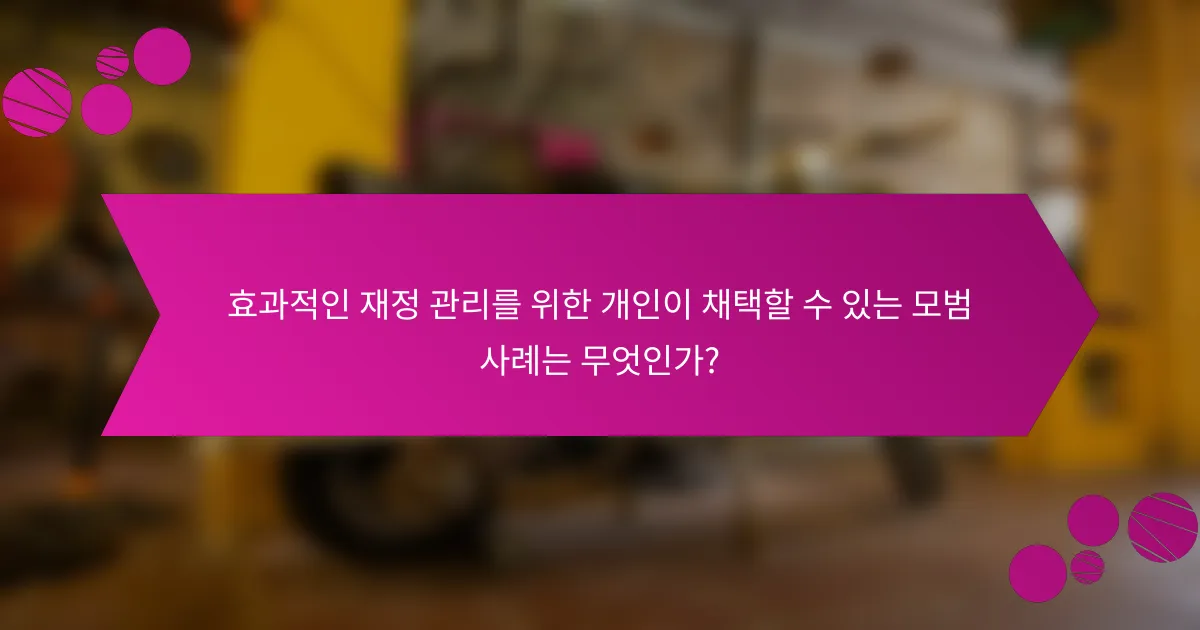 효과적인 재정 관리를 위한 개인이 채택할 수 있는 모범 사례는 무엇인가?