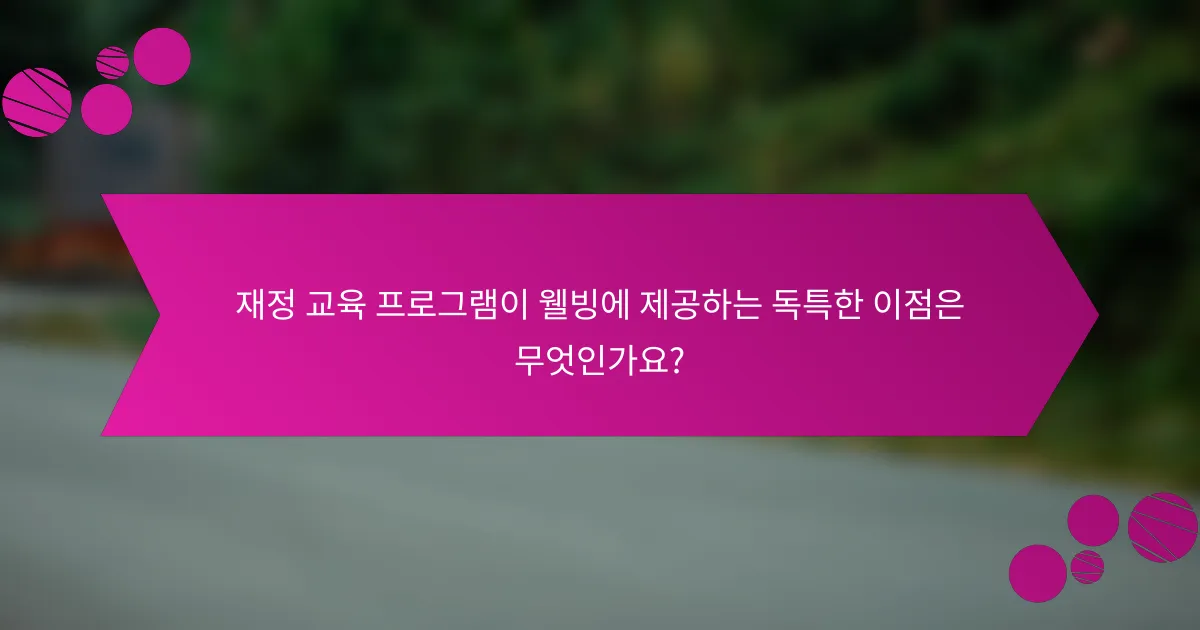 재정 교육 프로그램이 웰빙에 제공하는 독특한 이점은 무엇인가요?