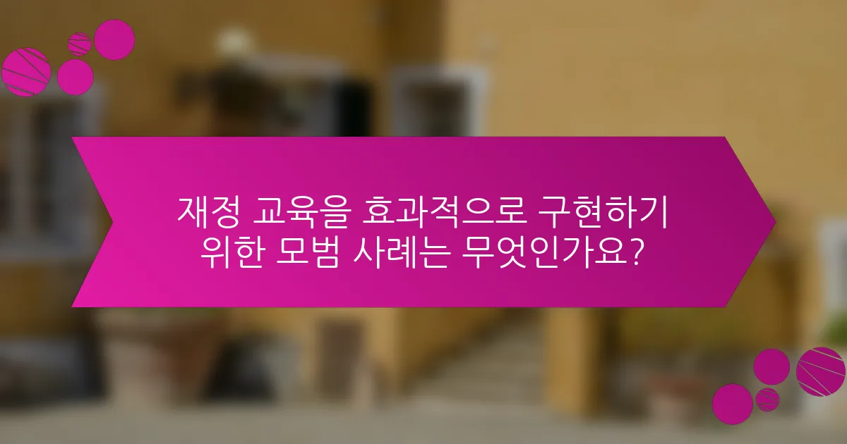 재정 교육을 효과적으로 구현하기 위한 모범 사례는 무엇인가요?