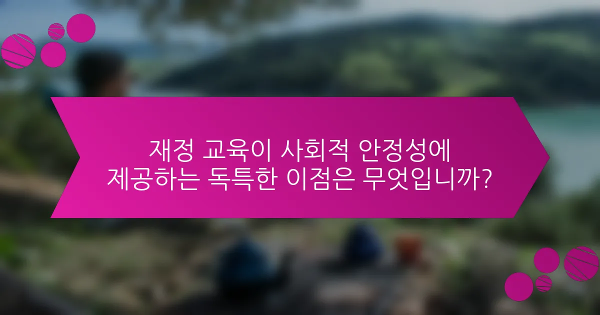 재정 교육이 사회적 안정성에 제공하는 독특한 이점은 무엇입니까?