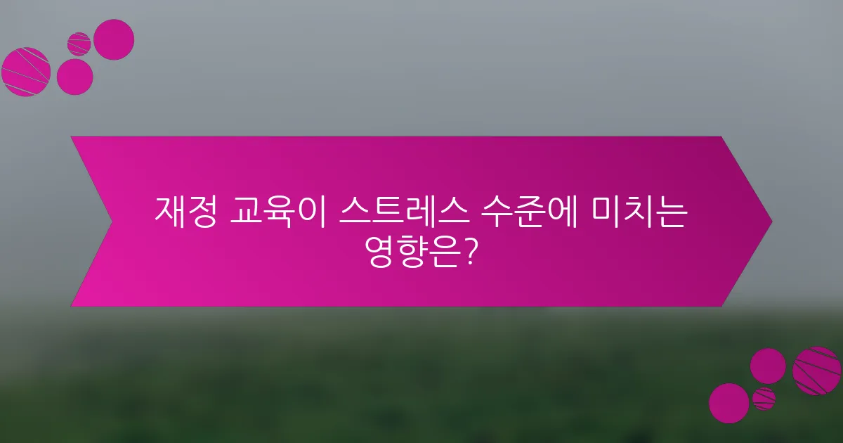 재정 교육이 스트레스 수준에 미치는 영향은?