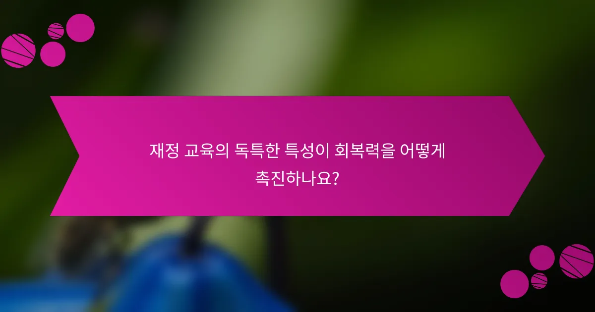 재정 교육의 독특한 특성이 회복력을 어떻게 촉진하나요?