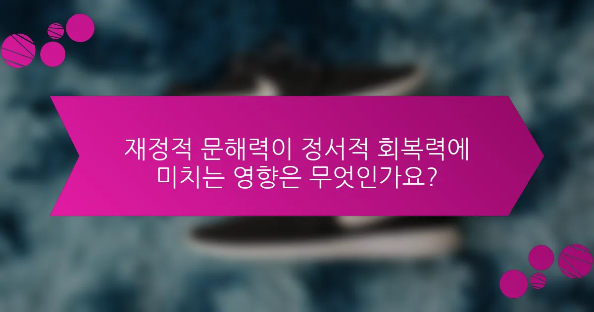 재정적 문해력이 정서적 회복력에 미치는 영향은 무엇인가요?