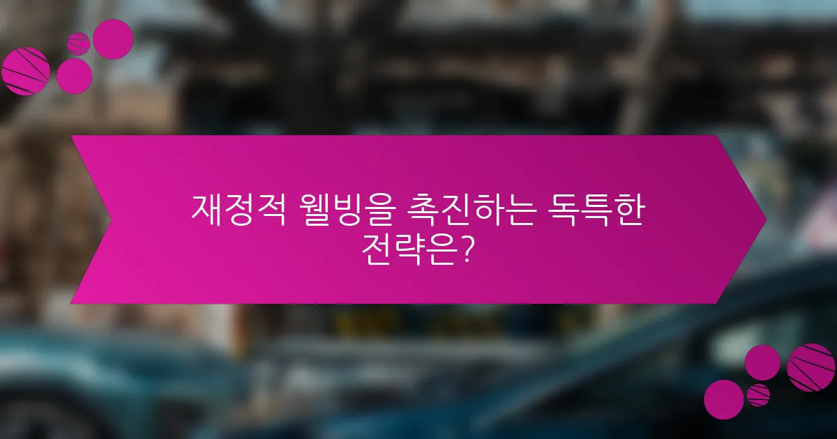 재정적 웰빙을 촉진하는 독특한 전략은?
