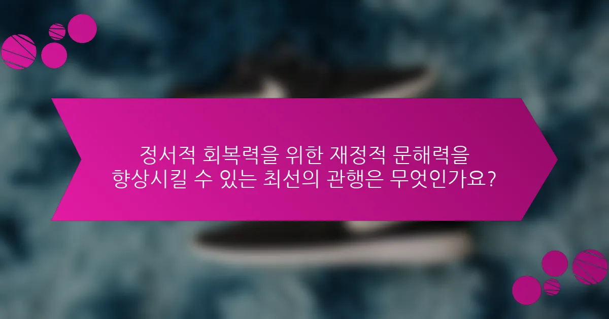 정서적 회복력을 위한 재정적 문해력을 향상시킬 수 있는 최선의 관행은 무엇인가요?