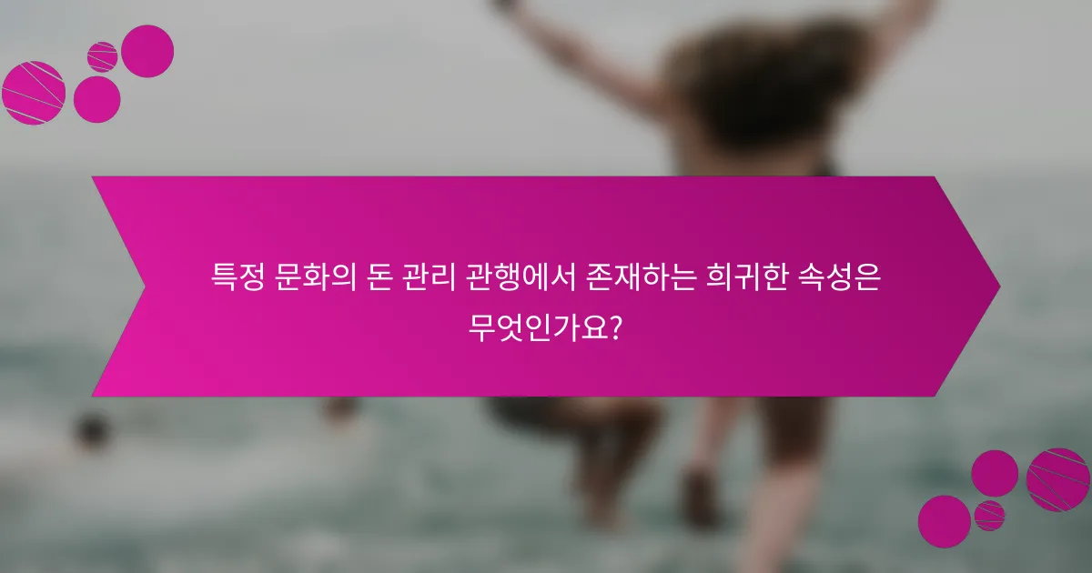 특정 문화의 돈 관리 관행에서 존재하는 희귀한 속성은 무엇인가요?