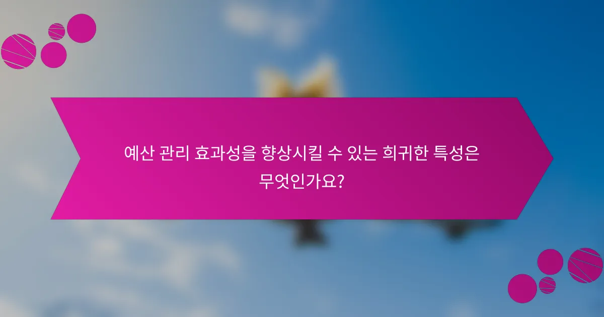 예산 관리 효과성을 향상시킬 수 있는 희귀한 특성은 무엇인가요?